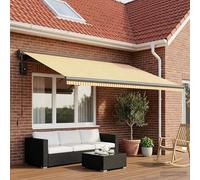 Awning Fabric Replacement Yellow White Polyester 450x300cm UV Weatherproof Set.