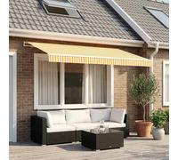 Awning Fabric Yellow White 350 x 250 cm Polyester PU Coating Outdoor Valance UV