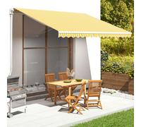 Awning Fabric Yellow White 400x350cm 100% Polyester PU Coated Heavy Duty Roll-up