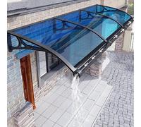 Awning for Door Window Exterior with Aluminum Bracket, Front Door Overhang Awning with Black Bracket, Polycarbonate Cover Front, UV/Rain Snow Protection Hollow Sheet(Blue,150cmx300cm/59"x118.1")