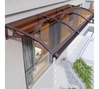 Awning for Door Window Exterior with Aluminum Bracket, Front Door Overhang Awning with Black Bracket, Polycarbonate Cover Front, UV/Rain Snow Protection Hollow Sheet(Brown,120cmx300cm/47.2"x118.1")