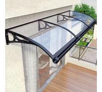 Awning for Door Window Exterior with Aluminum Bracket, Front Door Overhang Awning with Black Bracket, Polycarbonate Cover Front, UV/Rain Snow Protection Hollow Sheet(Clear,100cmx120cm/39.4"x47.2")