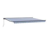 Retractable Awning Blue White Fabric Manual Wall-Mount 450x300 cm UV Waterproofs