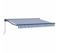 vidaXL Manual Retractable Awning Blue and White 3.5 x 2 m