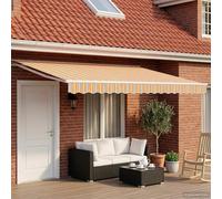 Awning Manual 5x3.5m Blue Orange White Polyester PU Coating White Frame LED Semi