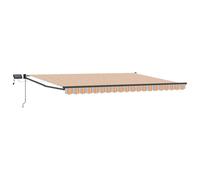 Awning Manual Retractable 4.5x3m Blue Orange Polyester PU Solar LEDs Anthracite.