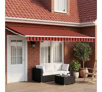 Awning Orange Brown White 4x3m Polyester PU Coating Solar LED Manual Crank Patio