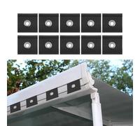 Awning Piping Eyelets 10pcs PVC for rail Hooks for Tent Awning(Black) | PVC coated fabric, double-layer woven, high strength, rust resistant, white or black options