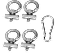 Awning Rail Stoppers, 4 PCS Stainless Steel Awning Piping Stopper 6 mm with 1 Carabiners, Multi-Function Awning Rails Hooks Lifting Eye Nut Ring M4 Blocking Kit for Caravan, Campervan Camping Tents