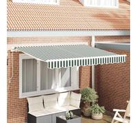 Awning Replacement Fabric Green and White 3.5 x 2.5 m Polyester