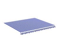 vidaXL Replacement Awning Fabric 4x3.5 m Blue/White – 100% Polyester PU-Coated