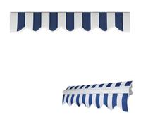 Awning Valance Fabric - Waterproof UV-Resistant Stripe Material for Patio & Balcony Awnings, Ideal for Outdoor Use, 4m x 20cm, Blue & White Stripes