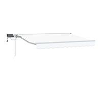 Awning White 3.5x2.5m Polyester PU Semi-Cassette LEDs Manual or Motorised roller