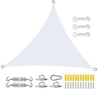 Awning with Mounting Ropes Premium PES Water-Repellent | Impregnated triangle equilateral sun sail triangular with mounting set, PES (white, 2 x 2 x 2 m)