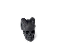 AWNL Crystal Skull Ornament,Matte Obsidian Horned Guardian Head Sculpture | Hand-carved Natural Gemstone,Healing Crystal Skull Statues Home Desk Decoration Gift for Collectors,2.36''x 1.57''x1.38''