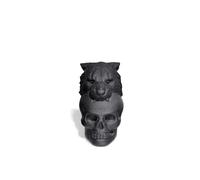 AWNL Crystal Skull Ornament,Matte Obsidian Leopard Head Sculpture | Hand-carved Natural Gemstone,Healing Crystal Skull Statues Home Desk Decoration Gift for Collectors,2.36''x 1.57''x1.38''
