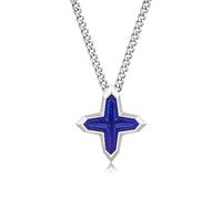AWNL - Lapis Lazuli Cross Pendant for Men with Stainless Steel Chain Natural Gemstone Protection Energy Necklace Gift for Men, Gemstone, Lapis Lazuli