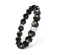 AWNL Men's Beaded Bracelet With Engraved Rune Centerpiece And Golden Obsidian Natural Gemstone - Protective Talisman Bracelet, Gift for Men(10mm Gemstones)