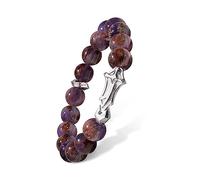 AWNL Men's Beaded Bracelet with Sterling Silver Zulfiqar Sword Charm 10mm Amethyst Phantom Quartz Energy Healing Gemstone Bracelet Birthdays Anniversaries Festivals Gift for Boyfriend