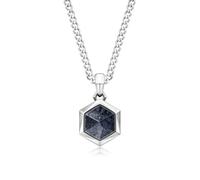 AWNL Men's Dumortierite Necklace for Men Sterling Silver Hexagonal Pendant Necklace with Stainless Steel Chain 24 Inch Gift for Men