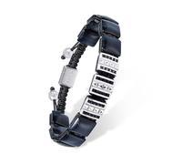 AWNL Men's Flatbead Bracelet with Sterling Silver Centre Charm Braided Bracelet Natural Gemstones Gift for Men (9.5mm Stone), 5.7"-7.5", M(Wrist Size 6.1'' -6.7''), Stone, hawk's eye