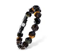 AWNL Men's Multicolored Beaded Bracelet for Men Natural Stones Tiger Eye Onyx Amethyst Silver Obsidian (10mm) Braided Spiritual Bracelet with Sterling Silver Closure Gift for Men, 6.1''-7.5'', XL