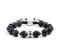 AWNL Men's Nuummite Beaded Bracelet,Dark Sky Sterling Silver Charm