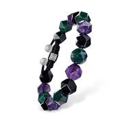 AWNL Men's Woven Drawstring Beaded Bracelet Multicolor Gemstones with Sterling Silver Closure Bracelet,Gift for Men Husband Boyfriend (10mm Gemstone)