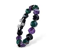 AWNL Men's Woven Drawstring Beaded Bracelet Multicolor Gemstones with Sterling Silver Closure Bracelet,Gift for Men Husband Boyfriend (10mm Gemstone)