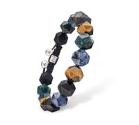 AWNL Men's Woven Drawstring Beaded Bracelet with Tiger's Eye Onxy Bloodstone Gemstones with Sterling Silver Closure Bracelet,Gift for Men Husband Boyfriend (10mm Gemstone)