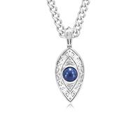 AWNL Silver Celtic Necklace With Dumortierite Gemstone Moving Ball Pendant Gift for Men - Stainless Steel Chain 24 Inch