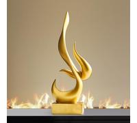 AWNR Abstract Sculpture Gold Decor: Flame Statue Resin Art Figurines Modern Home Decor for Living Room TV Stand Office Shelf Accents Minimalist Centerpiece Table Decorations