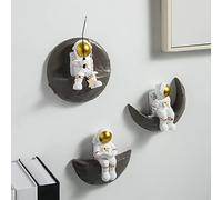 AWNR Astronaut Wall Decor Set of 3 Outer Space Theme Decorations Wall Sculptures Space Decor for Modern Home Decor Background 3D Wall Decor for Bedroom Living Room Kids Boys Room Playroom