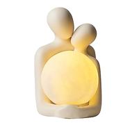 AWNR Ceramic Couple Statue Hold The Lamp Figurines Abstract Art Sculpture for Modern Home Decor Living Room Shelf Office Bedroom Nightstand Decorations Gift for Anniversary