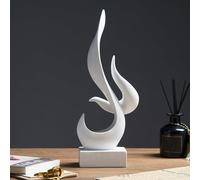 AWNR White Flame Abstract Sculpture Resin Art Statue Modern Home Decor for Living Room TV Stand Office Shelf Accents Minimalist Figurines Centerpiece Table Decorations