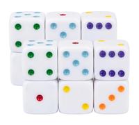 AwnsIMfreien 12 Pack Large Dice, 25mm Jumbo Dice with White Base & Colorful Dot for Easy Reading, Board Games, Math Teaching, Game Night Essentials, Large