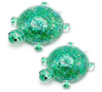 AwnsIMfreien 2pcs Turtle Stress Balls, Star Glitter Sequin Squeeze Fidget Toys, Stress Balls for Anxiety Green, Squish Toy