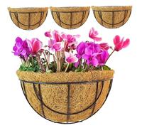 AwnsIMfreien 3-Pack Wall Hanging Planter 12 Inch Wall Baskets for Plants with Natural Coconut Fiber Liner, Outdoor Railing Planter Box for Balcony Fence Window Decor, Outdoor Hanging
