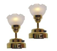 AwnsIMfreien Dollhouse Ceiling Lights 2Pcs 1:12 Scale Simulation Miniature Dollhouse Lights Metal Battery Powered LED Lighting, Floral Shape