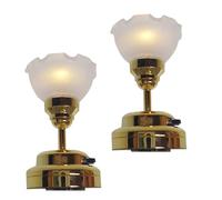 AwnsIMfreien Dollhouse Ceiling Lights 2Pcs 1:12 Scale Simulation Miniature Dollhouse Lights Metal Battery Powered LED Lighting, Floral Shape, Chandelier
