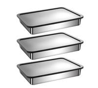 AwnsIMfreien Food Storage Box, 3Pcs Stainless Steel Food Containers, Large Capacity Stackable Storage Box with Lids, Meat Keeper for Refrigerator or Picnic, BBQ Party, Office Lunch