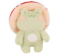AwnsIMfreien Frog Plush, Mushroom Frog, 16.5in Cute Plush with Red Mushroom Hat Stuffed Animal Super Soft Throw Pillow for Bedroom Decor, Kawaii Present, Pillow