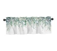 AwnsIMfreien Kitchen Valances, Curtain Valance 18x54 inch Green Eucalyptus Leaves Kitchen Curtains Valances Rod Pocket Window Curtains for Bathroom
