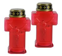 AwnsIMfreien LED Candles, 2Pcs Cross Candle, Flickering Flameless Battery Powered Grave Decorations, LED Removable Grave Lights for Cemetery, Church, Remembrance, Cross Candle