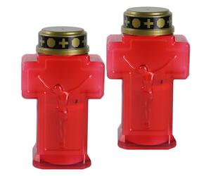 AwnsIMfreien LED Candles, 2Pcs Cross Candle, Flickering Flameless Battery Powered Grave Decorations, LED Removable Grave Lights for Cemetery, Church, Remembrance, Cross Candle