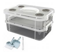 AwnsIMfreien Mealworm Breeding Kit - Transparent Critter Keeper Container with Automatic Waste Separation for Live Insects like Dubia Roaches & Crickets - Includes Cleaning Tools, Critter Keeper