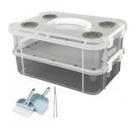 AwnsIMfreien Mealworm Breeding Kit - Transparent Critter Keeper Container with Automatic Waste Separation for Live Insects like Dubia Roaches & Crickets - Includes Cleaning Tools, Plastic Terrarium