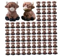 AwnsIMfreien Mini Highland Cow Figurine, 100PCS Mini Highland Cow Figurine Funny Cows Realistic Tiny Resin Animals for Landscape Office Garden Desk Party Tabletop Decor 0.87x1.10 inch, Cows