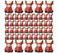 AwnsIMfreien Mini Resin Animals, Mini Highland Cow 50Pcs Realistic Miniature Sitting Highland Cow Figurines 0.8x0.6 Decorative Resin Animals for Dollhouse, Micro Landscape