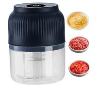 AwnsIMfreien Mini Vegetable Chopper, Electric Garlic Chopper, 4-Leaf Blade Garlic Portable Mini Food Grinder with Container and Lid for Ginger, Chili, Vegetables, Grinder